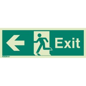 Jalite 409T Left Hand Exit Sign - Photoluminescent - 120 x 340mm