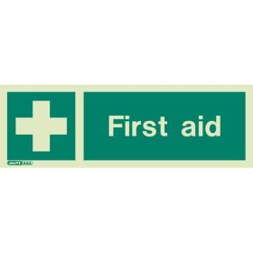 Jalite 4236PT Photoluminescent First Aid Sign - 100 x 300mm