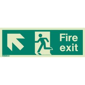 Jalite 434K Up Left Arrow Photoluminescent Fire Exit Sign (150 x 400mm)