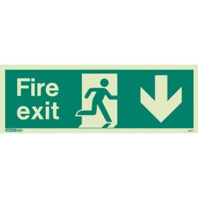 Jalite 437T Down Arrow Fire Exit Sign - Photoluminescent - 120 x 340mm