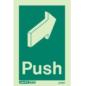 Jalite 4775Y Photoluminescent Push Emergency Door Operation Sign