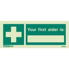 Jalite 4986M Photoluminescent First Aider Sign - 80 x 200mm