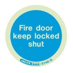 Jalite 5140O Photoluminescent Fire Door Keep Locked Shut Adhesive Disc - 80mm Diameter