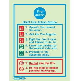 Jalite 5479DD Staff Fire Action Notice - 200 x 300mm