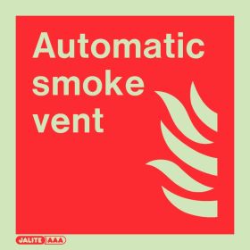 Jalite 6041E Automatic Smoke Vent AOV Sign - Photoluminescent - 200 x 200mm