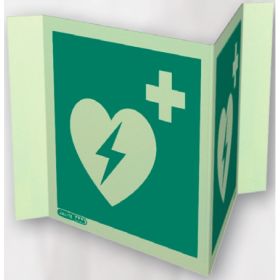 Jalite 4347P15 Panoramic Defibrillator Point Sign - Photoluminescent - 150 x 150mm