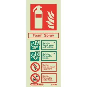 6361M Jalite Rigid PVC Photoluminescent Foam Extinguisher ID Sign 80 x 200mm