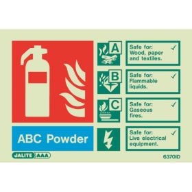 6370ID Jalite Rigid PVC Photoluminescent ABC Powder Extinguisher ID Sign 150 x 105mm