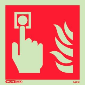 Jalite 6421C Fire Alarm Call Point Sign - Photoluminescent - 150 x 150mm