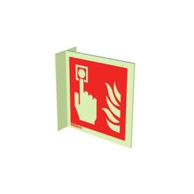 Jalite 6421FS15 Wall Mounted Double Sided Fire Alarm Call Point Sign - Photoluminescent - 150 x 150mm