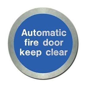 Jalite AL5141O Automatic Fire Door Keep Clear Disc - Aluminium With Self-Adhesive Backing