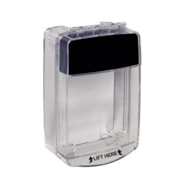 STI-15030NK Euro Stopper Break Glass Cover With Black Shell - Integral Sounder & Relay - Flush Version