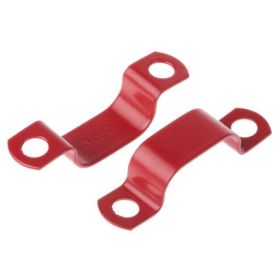 Fire Alarm Cable Saddle Clip - Plastic Coated Metal Single Clip - Red