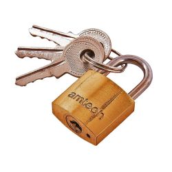 Amtech 20mm Brass Padlock - 20MM-BRASS-PADLOCK