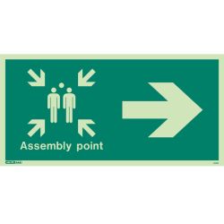 Jalite 4050I Assembly Point Location Sign With Right Arrow - Photoluminescent - 200 x 400mm