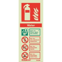 6362M Jalite Rigid PVC Photoluminescent (Glow In The Dark) Water Extinguisher ID Sign 80 x 200mm