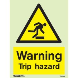 7043D Jalite Photoluminescent Warning Trip Hazard Sign 200 x 150mm