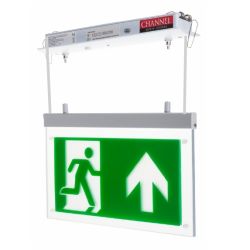 Channel E/RZ/M3/LED/R Razor LED Emergency Exit Sign - Hanging Recessed With Up Arrow