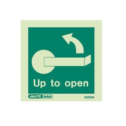 Jalite 4250A Photoluminescent Up To Open Sign - 100 x 100mm