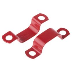 Fire Alarm Cable Saddle Clip - Plastic Coated Metal - Pack of 50 - Red