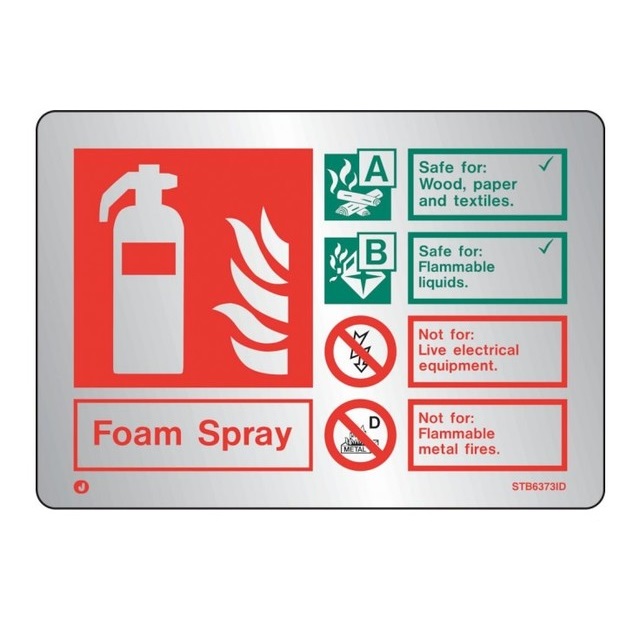 Brushed Stainless Foam Fire Extinguisher ID Sign - Jalite STB6373ID ...